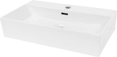 Vierkante wastafel met overloop 605x365x130 mm wit keramiek LuxeBath