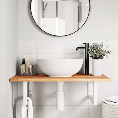 vidaXL - Badkamer - wandschap - staal - en - massief - acaciahout