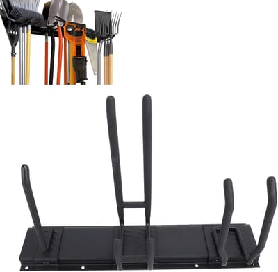 Wall Mounted Tool Holder - Wall Workshop Organizer - Garage Garden Yard Shed Storage - 150kg Capacity - 3 Rails - 7 Hooks