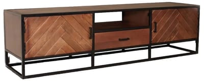 Tv meubel visgraat walnoot mangohout 180cm Danae tv kast duurzaam mango massief hout tv-meubel