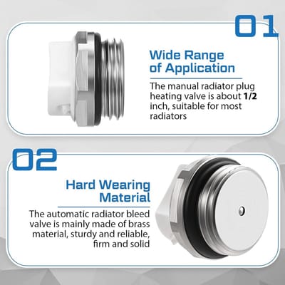 Dailygoods- Radiatorontluchtingsventiel 5 stuks - 1/2 inch - Vernikkeld Messing - Ontluchtingssleutels - Handmatig Verwarmingsventiel - Duurzaam en Betrouwbaar - Radiatorventiel
