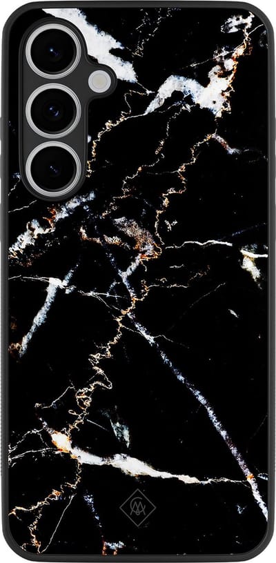 Casimoda® hoesje - Geschikt voor Samsung Galaxy S24 FE - Marmer Zwart - Zwart TPU Backcover - Marmer - Zwart