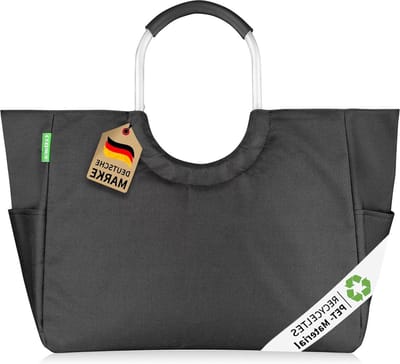 Premium boodschappentas van gerecyclede PET-flessen - duurzame boodschappenmand met versterkte bodem - zwart bottle bag