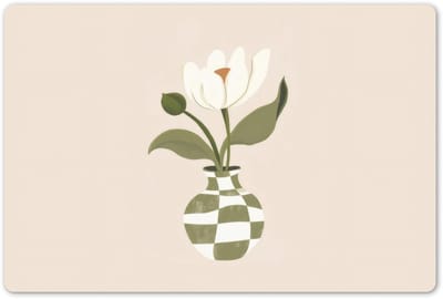 Placemats 45x30 cm - Placemat kunststof - 1 stuk - Vaas - Geruit - Bloem - Groen - Borden onderleggers - Decoratie voor op tafel - Keuken tafeldecoratie accessoires - Vinyl onderlegger - Tafelversiering