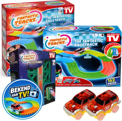 FantasticTracks™ XXL Racebaan - Incl. 2Auto ' s & 382 Onderdelen - Racebaan elektrisch - Speelgoedauto - Bestuurbareauto - Speelgoed- Racebaan -Autobaan - Jongens