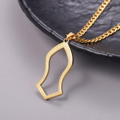 Pendentif Bijoux en Acier Inoxydable Dieu Arabe Messager Cadeau Pour hommes AYATUL KURS Musulman Pantoufle d'Allah Pendentif 50cm black