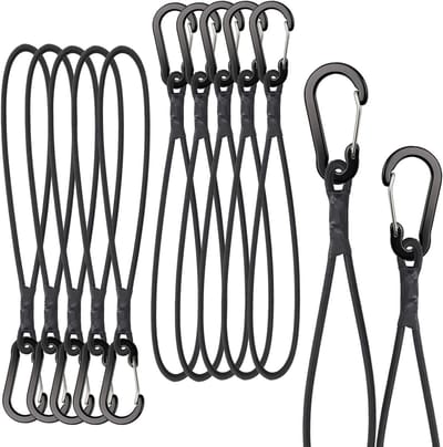 Elastische spanbanden - Spanhaken touw - Outdoor bevestigen - Duurzaam latex materiaal - 10 stuks 15 cm - Zwart