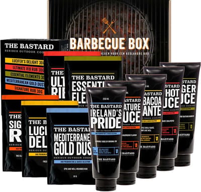 Barbecue pakket met alle sauzen en rubs van The Bastard | BBQ pakket cadeau