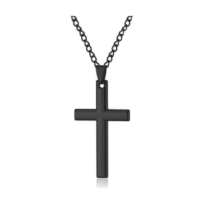 Sorprese Kruis Ketting Heren - Credo - Zwart - 60 cm - Kruis Hanger 4,8 x 2,8 cm - Stoer & Stijlvol - Model F