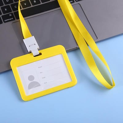 1PC Eenvoudige zakelijke werkkaart ID kantoor school badge houders badge tag nekband lanyard geel