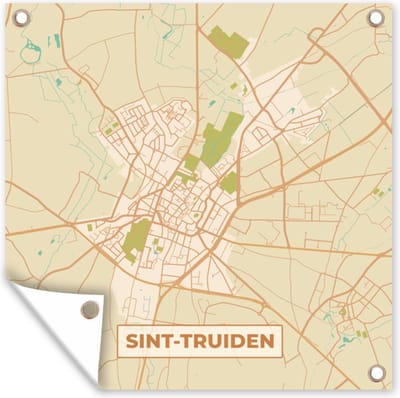 Tuin poster Kaart - Stadskaart - Sint-Truiden - Vintage - Plattegrond - 200x200 cm - Tuindoek