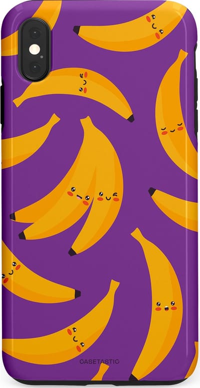 Casetastic Hoesje Geschikt voor Apple iPhone Xs Max - Stijlvolle Beschermende Duo-layer Case - Kawaii Bananen