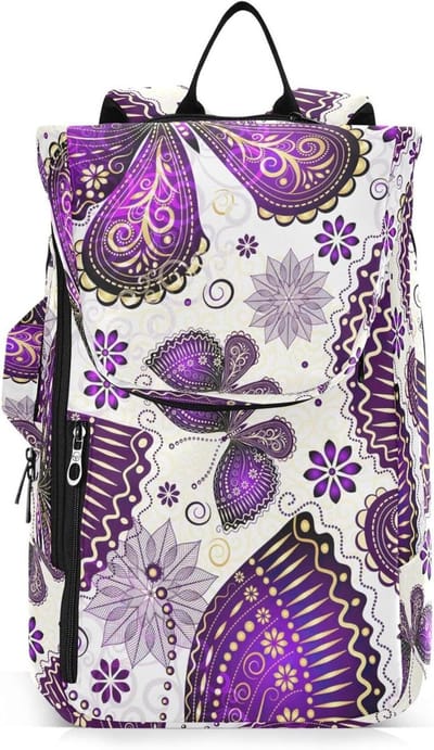 Sport Rugzak - Sporttas Racket - Sporten en Reizen - Ruim Hoofdvak - 30x20x68 cm - Violetgoud Vlinders