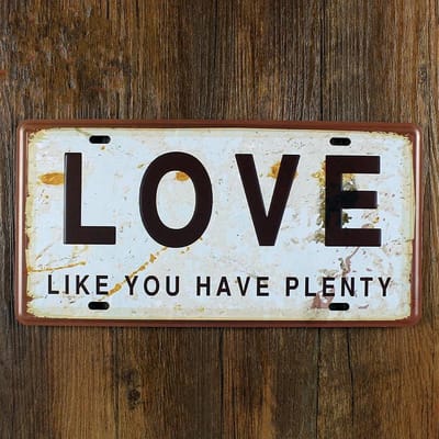 TH Commerce Retro Metalen Wandbord Love 30 x 20 cm - Vintage Reclame Muurdecoratie Liefde
