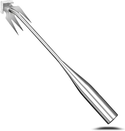 Onkruidsteker RVS - Onkruidverwijderaar Handmatig - Onkruid Wieden - Vier Tanden Ontwerp - 395 cm - Zilver