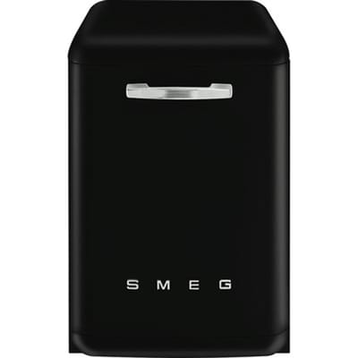 SMEG Koelkast Retro Vrijstaande ijskast Vaatwasser, Jaren 50, Vrijstaand, 60 cm, Aantal couverts: 13, Zwart, B