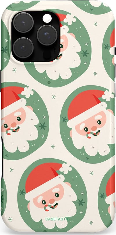 Casetastic hoesje geschikt voor Apple iPhone 16 Pro Max - MagSafe - Dubbellaagse bescherming - Zuurstok Groen Witte Kerstman - Fashion Case - Wit Saliegroen Crème Terracotta