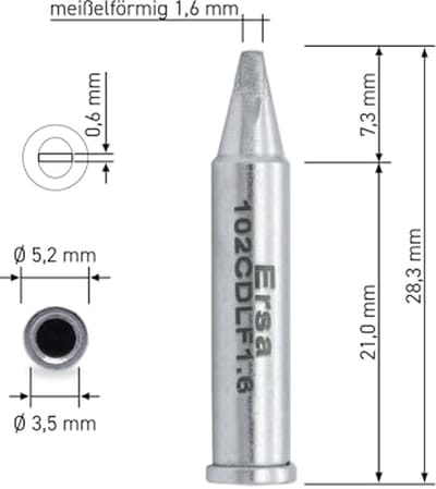 Continu soldeerpunt beitelvormig 1,6 mm met coating
