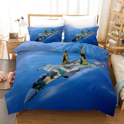 Gedrukte 3d Vliegtuig Beddengoed Set Voor Jongens Kinderen Dekbedovertrek Sets 100% Katoen Slaapkamer Set Beddengoed Ropa De Cama Twin Double Single EU single(135x200cm)