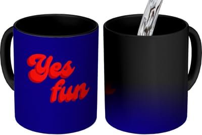 Magische Mok - Foto op Warmte Mokken - Koffiemok - Blauw - Rood - Yes fun - 3D - Magic Mok - Beker - 350 ML - Theemok - Mok met Tekst
