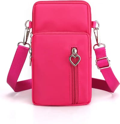 LOUD AND CLEAR® - Crossbody Tas - Schoudertas - Telefoontasje - Dames - Donker - Roze
