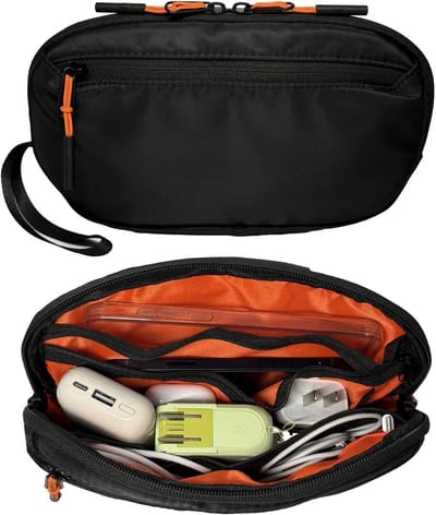 Famanu - Kabeltas Reizen Zwart, accessoiretas voor powerbank, oplader, USB, externe harde schijf, muis en kabels, organizer etui