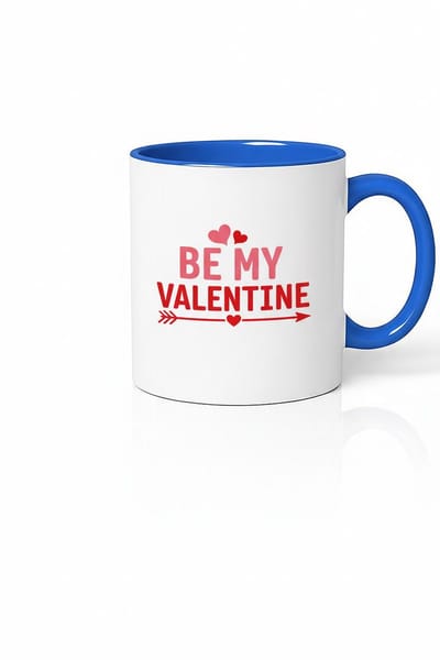 Valentijnsdag Mok 'Be My Valentine' – Romantisch Blauw Wit Liefdescadeau
