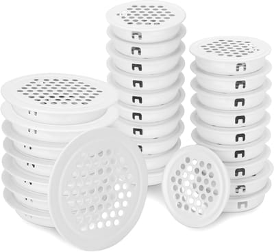 28x Ronde Ventilatie Roosters Wit - Roestvrij Staal Voor Kast, Kledingkast en Meubels (35mm & 53mm)