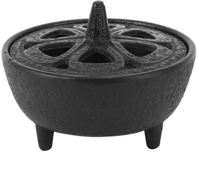 Dailygoods- Wierookbrander Gietijzeren - Wierookhouder Lotusvorm - Wierookstokjes - Decoratie - Ritualen - Met Deksel