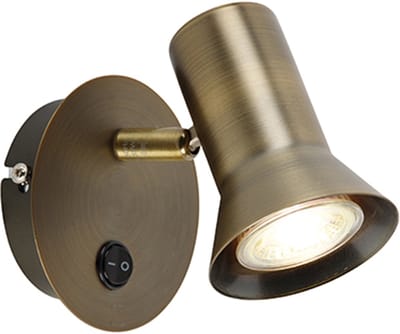 QAZQA karin - Moderne Wandlamp met schakelaar voor binnen - 1 lichts - D 120 mm - Brons - Woonkamer | Slaapkamer | Keuken