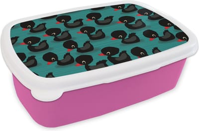 Broodtrommel Roze - Lunchbox - Brooddoos - Eend - Baby - Patronen - 18x12x6 cm - Kinderen - Meisje