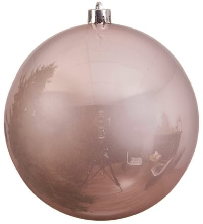 Decoris Kerstbal - 4x - lichtroze - groot - 14 cm - kunststof - glans - kerstversiering