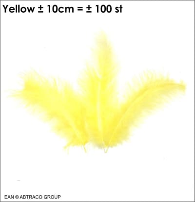 Pluim / Veertjes kleur GEEL ± 100 st / ± 10cm (ean=sku