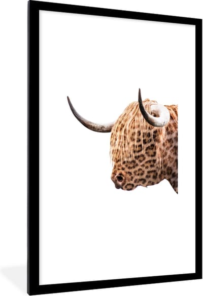 Fotolijst incl. Poster - Schotse hooglander - Panter - Wild - 80x120 cm - Posterlijst