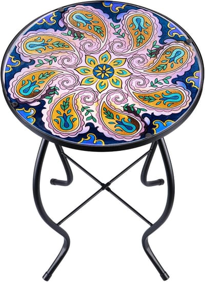 Mozaïek bijzettafel - Terrastafel tuintafel - Buitenmeubilair - Roestbestendig glas - 35.5 cm - Paars