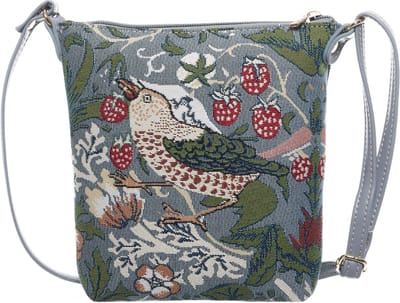 Elegant smal tasje - Strawberry Thief Grey - Grijs - William Morris