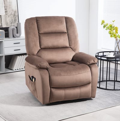 STILVORA Fauteuil 90 x 93 x 110 cm - Elektrische Relaxfauteuil Met Opstahulp, Massage En Lendenverwarming - Voor Woonkamer - Bruin