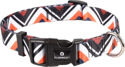 Flamingo Stian - Halsband Honden - Halsband Stian Wit/zwart/oranje M 40-55cm 20mm - 1st - 128012 - 1st