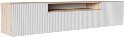 TV-kast Noe, woonwand, lowboard, tv-standaard, woonwand, woonkamer, tv-board, woonkamermeubels, televisie, highboard, TV-kast, tv-lowboard, 200 cm, 3 deuren, bruin, wit