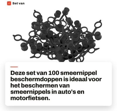 Dailygoods- Smeernippel 100 Stuks - Beschermdoppen M6/M8/M10 - Vetmondkap - Voor Auto's/Motorfietsen - Assortiment - Beschermkap