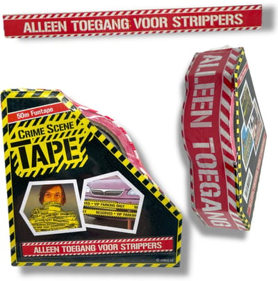 Grappige Decoratietape – "Alleen Toegang voor Strippers" – 50m Funtape 4 Stuks