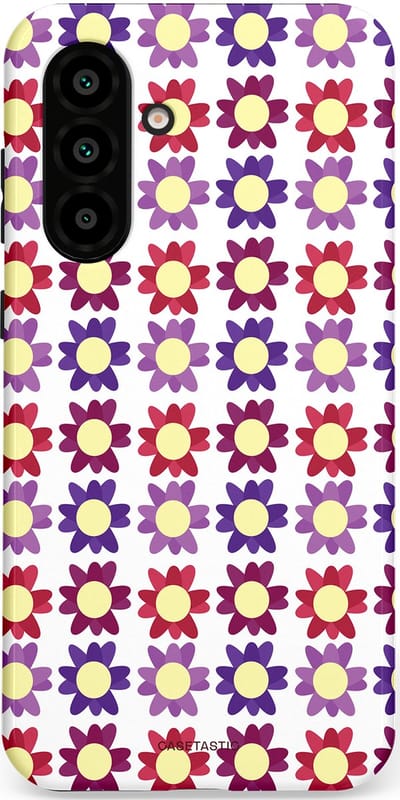 Casetastic Hoesje Geschikt voor Samsung A56 / A36 - Stijlvolle Beschermende Duo-layer Case - Rood Paarse Roze Madelief Bloementjes