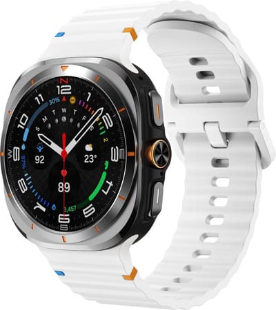By Qubix - smartwatch bandje - Compatible Samsung bandje - Wave Sport Band - Wit - Geschikt voor Samsung Galaxy Watch Ultra / Ultra 2 - 47mm