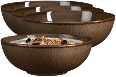 Mica Decorations Soepkom Nusa - 8x - bruin - 17 x 6 cm - keramiek - kommetjes/schaaltjes - 500 ml