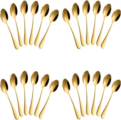 Fako Bijoux® - Theelepel / Koffielepel Classic - Ovale Lepels - 12cm - Goud - 24 Stuks