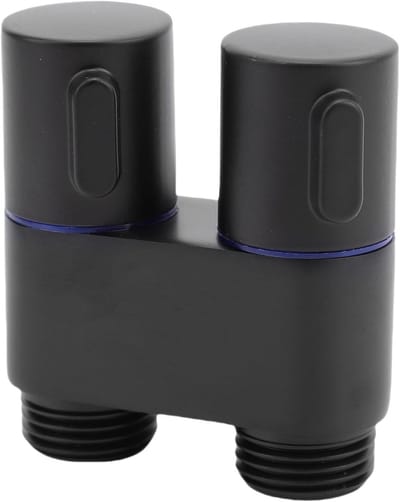 Hoekventiel Dubbel - Regelklep Twee Uitgangen - Water Controle - Onafhankelijke Stroomregeling - G1/2 Aansluiting - Zwart