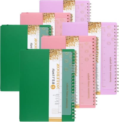 Set van 6 A4 Spiral Notebooks met 80gsm Papier, 60 Vel/120 Pagina's, Geschikt voor Kantoor en Notities, 21.5 x 28 cm (3 Kleuren)