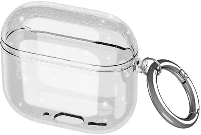 Hoesje geschikt voor Apple AirPods 4 | TPU | met Ring | Glitter Transparant