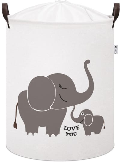 Sipo Speelgoedmand Olifant - Katoenen Opbergmand voor Speelgoed - Met Opdruk "Love You" - 43 Liter - 35x35x45 cm - Wasmand - Opbergmand - Multifunctioneel