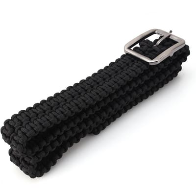 Ceinture de Survie Paracorde Ceinture Paracorde 550 Ceinture utilitaire Corde Milspec Boucle en Acier Massif Noir black